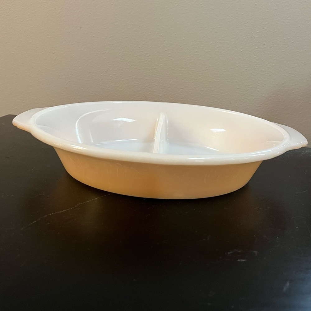 Fire king Peach Luster Divided Dish